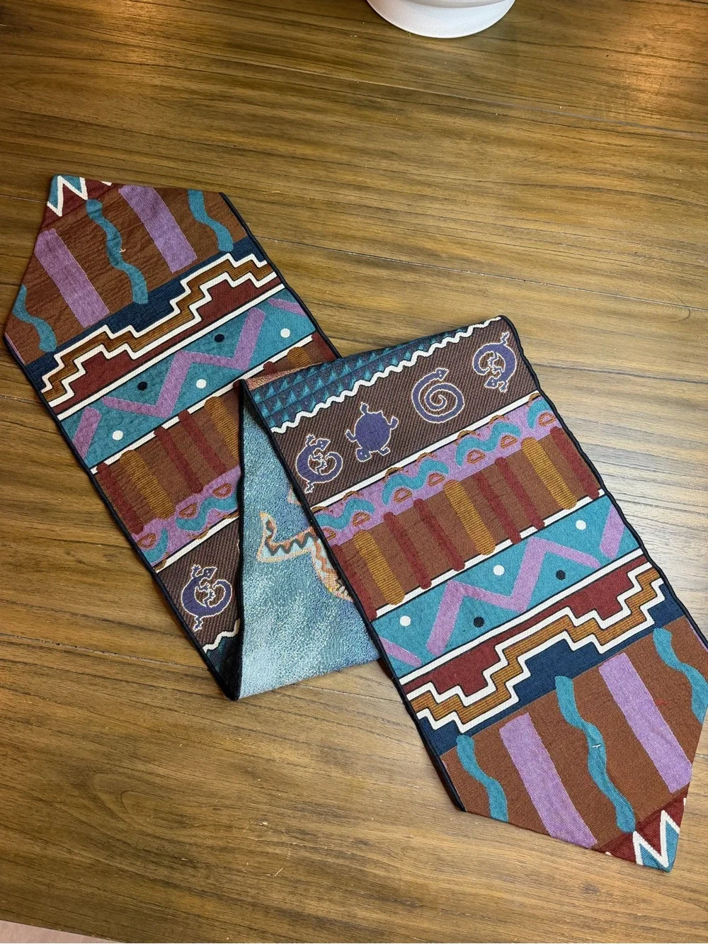 Southwestern Kokopelli Style Table Runner Tapestry Woven Aztec Design 68